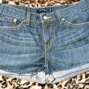 Juniors Cheeky Levi's Frayed Jean Shorts Size 5 Boyfriend 513 Front Zip